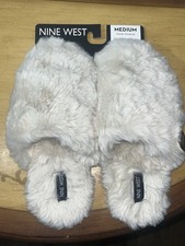 Nine West Faux Fur Slip-On Women's Slippers White Medium US 7/8