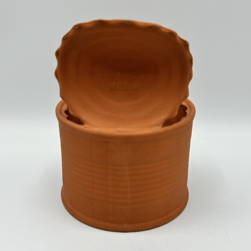 Vintage Terra Cotta Clay Open Tin Can Sculpture Pop Art Japan MCM Pottery - Picture 6 of 10