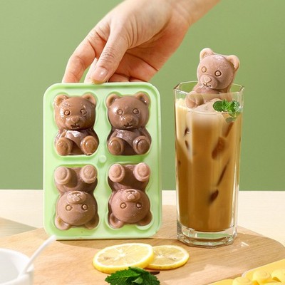 3D Bear Ice Cube Mold Easy Release Silicone Cube Drink Tray Whiskey & Cocktails