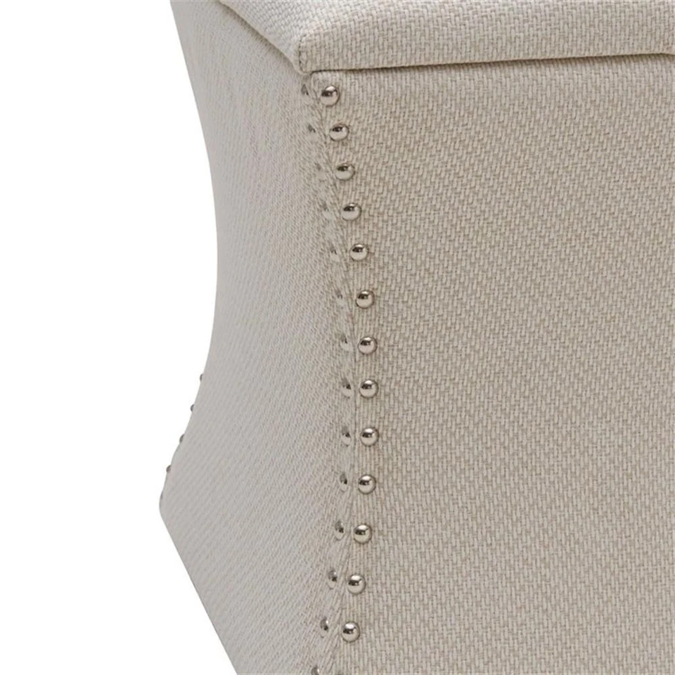 New Pacific Direct Amelia 20" Fabric Nailhead Tufted Storage Ottoman in Cream - Image 4 of 4