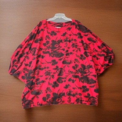 NWT Bryn Walker L Wilder Floral Print Viscose Jersey Elbow Dolman Sleeve Tunic
