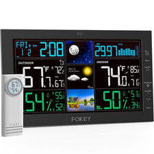 Wireless Weather Station, Indoor Outdoor Thermometer, Atomic Clock, 1 Sensor