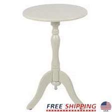 Round Pedestal Accent Side Table MDF Indoor Furniture Chic Design Buttermilk New