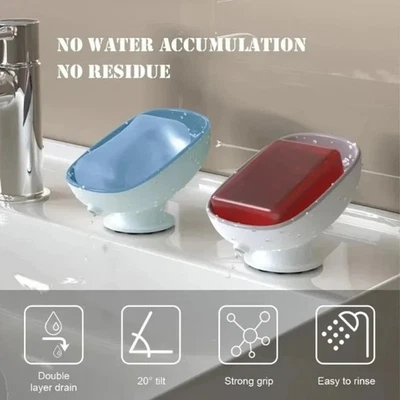 Super Suction Cup Soap Holder with Drain for Bathroom Kitchen Sponge Dish Box UK
