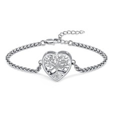 Heart Urn Bracelet for Ashes for Women Men Tree of Life Cremation Bangle Ashes H