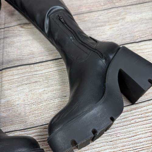 Madden Girl Theresa Lugged Sole Ultra High Heel Knee Boots 7.5 Gothic Vegan - Picture 12 of 19