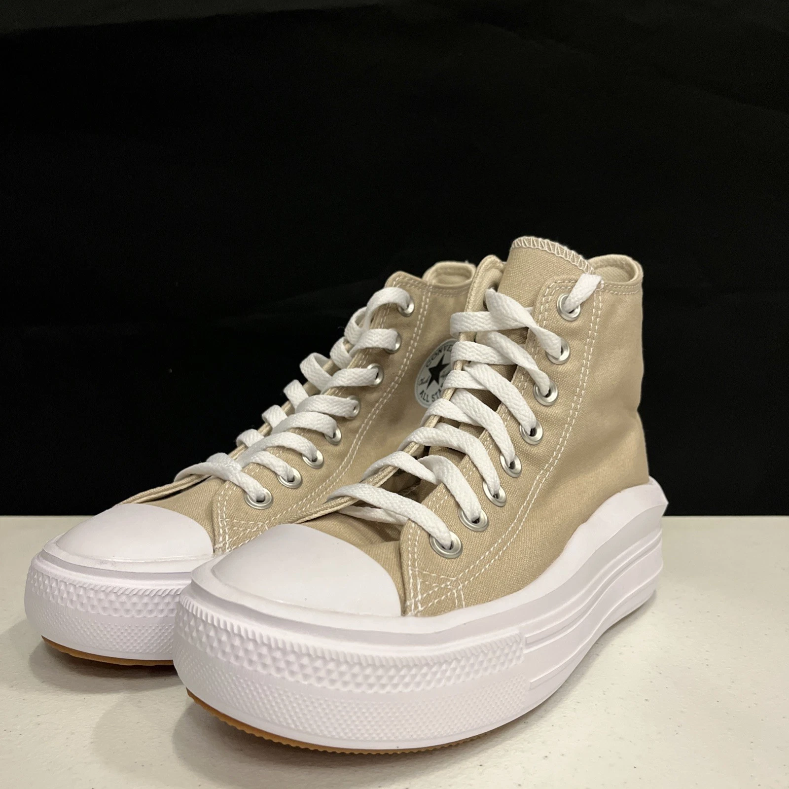 Converse Chuck Taylor All Star Move Hi Women's Casual Shoes Beige A04365C New