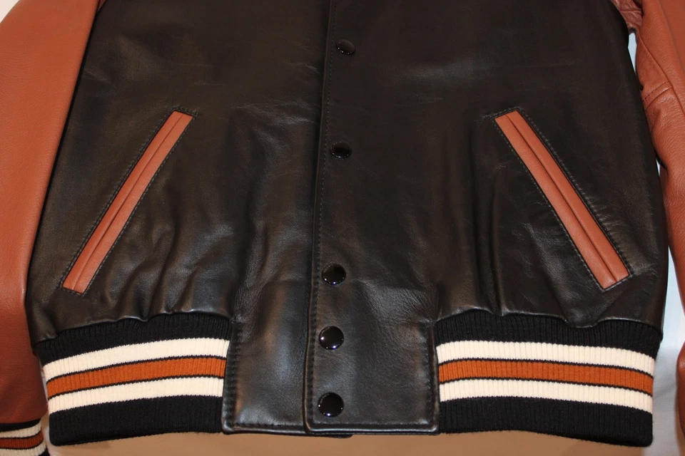 Coach Men's Cow Leather Brown Varsity Jacket with Wool Trim Size 46 USA 36 - Image 4 of 4