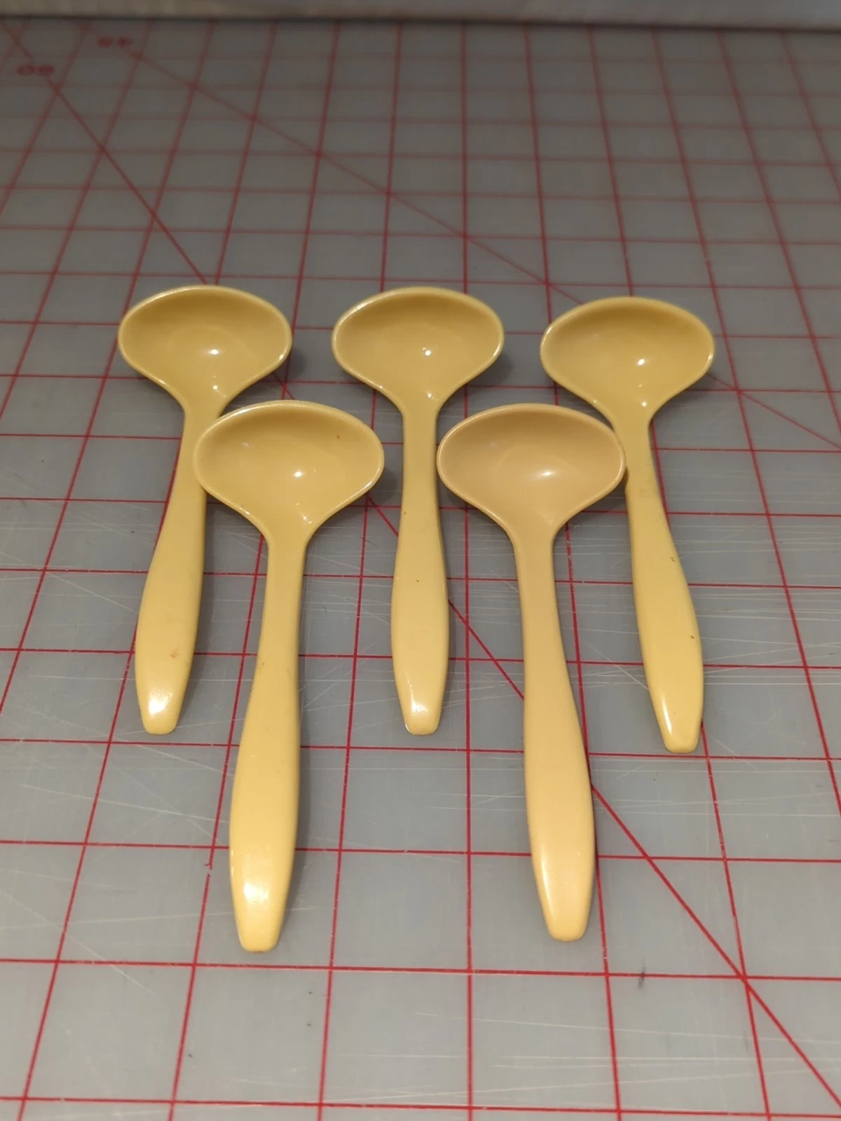 Vintage Tupperware Condiment Spoons Mini Ladle Harvest Gold - 5 Spoons