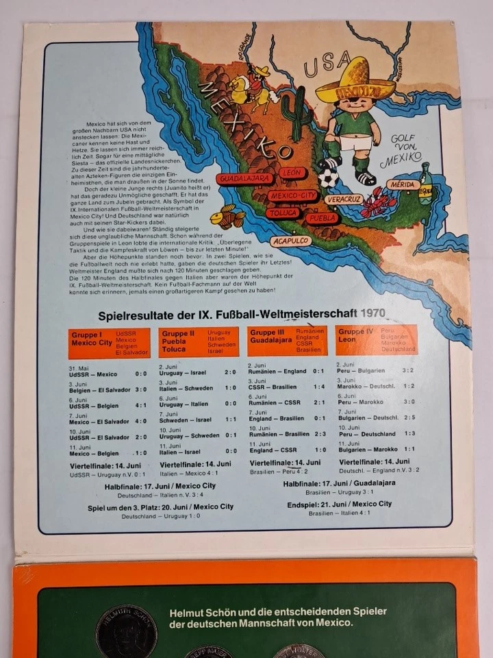 Münz-Mappe: Mexico 70 - IX. Fußball-Weltmeisterschaft, Shell, 18 Münzen - Bild 3 von 4