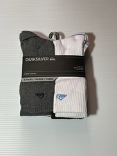 Men's Quiksilver Crew Socks 5 Pair Show Size 6-12 NWT