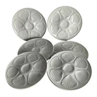 Set of 6 Vintage French Oyster Plates White Porcelain Faience Shell Form 1960s