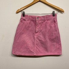 John Galt Brandy Melville Pink Corduroy Mini Skirt High Waisted A-Line Womens OS