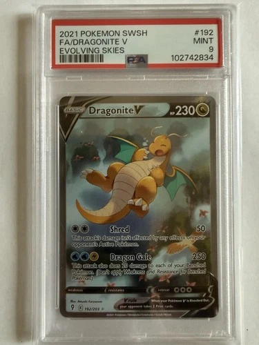 PSA 9 Pokemon Dragonite V Evolving Skies Full Alt Art #192