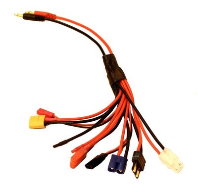 Racers Edge RCE1624 8 Function Charge Adapter to Male 4mm Bullets-300mm Wire