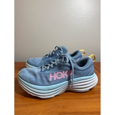 Hoka Women's Bondi 8 Blue Pink Comfort Running Athletic Shoe 9D WIDE
