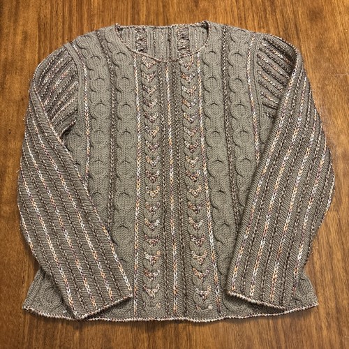 Handknit Anny Blatt Design & Yarn Gray & Mauve Petite Small Sweater Vintage 90s
