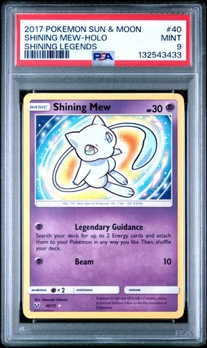 Shining Mew-Holo Pokemon Sun & Moon Shining Legends 40 NM PSA 9