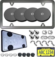 BGGTMO 4 Pack Magnetic License Plate Holder, Strong Neodymium Magnet Mount wi