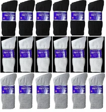 6-12 Pairs Men Diabetic Crew Socks Health Circulatory Cotton 9-11 10-13 13-15