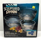 Vintage PYREX Sculptured Ovenware 6 Piece Serving Bowl Set w/ Lids--NEW