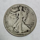 1917-S Silver Walking Liberty Half Dollar, Obverse Mint Mark, VG+, Scarce Date!