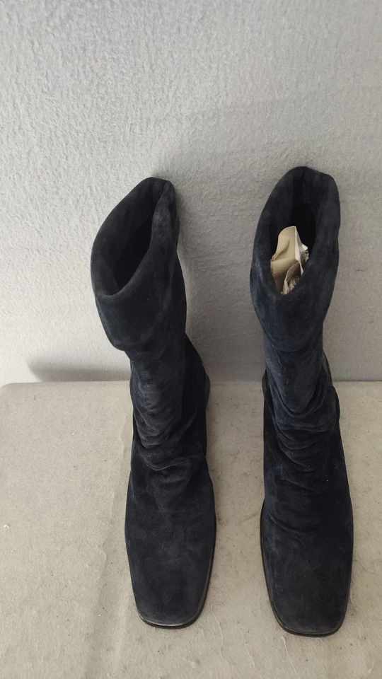 Markon Women Boot 12 Navy Suede Pull On Slouchy Mid Calf Classic Comfort Shoes - Image 3 of 4