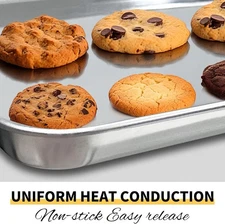 Commercial Quality Baking Sheet Pan Set, Natural Stainless Steel Cookie Sheet...