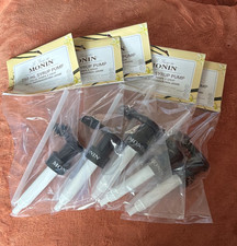 Monin 750 mL Syrup Pump Set of 5 Plastic Dispensers Black White