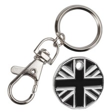 Black Union Jack Flag Design SHOPPING TROLLEY Token Coin Key Rings NEW SHAPE