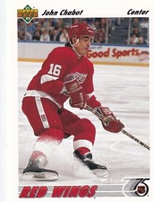 1991-92 Upper Deck #393 John Chabot- Detroit + (Yes 4 Free Mystery Cards)