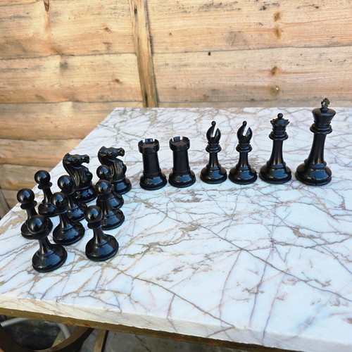Antique Chess Set - F.H AYRES Staunton red Crowns Boxwood Ebony Weighted - Picture 14 of 19