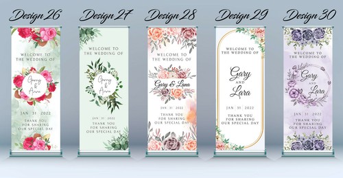 Welcome wedding banner with stand, 80x200cm, roll up banner - Picture 8 of 8