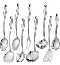 304 Stainless Steel Kitchen Utensil Set - 9 PCS Serving Utensils,Cooking Utensil