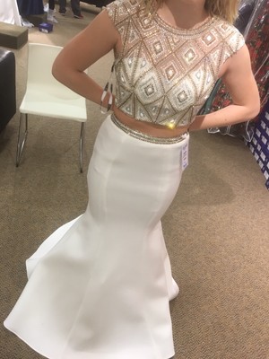 white and silver mermaid prom dresses