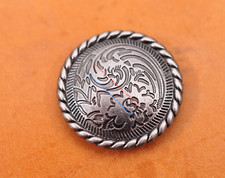 30mm 10X Nickle Flower Engraved Leathercraft Belt Wallet Decor CONCHO Screw Back