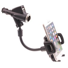 Charger Car Mount Holder DC Socket USB Port Cradle Rotating for Smart Phones