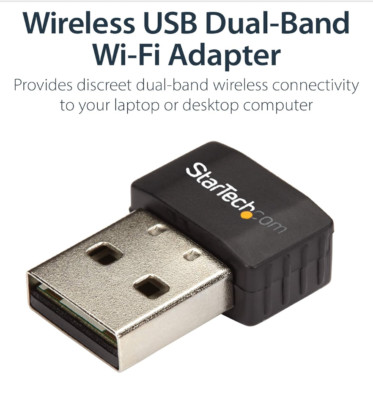 StarTech WIFI Adapter - AC600 Dual-Band Nano Wireless (USB433ACD1X1) 2.4GHz 5GHz