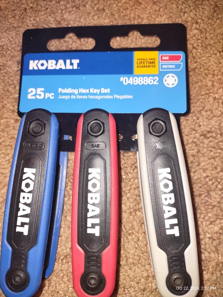 NEW KOBALT FOLDING 25 PIECE SAE METRIC HEX KEY TOOL SET TORX MODEL #KHK06 498862 - Image 4 of 4