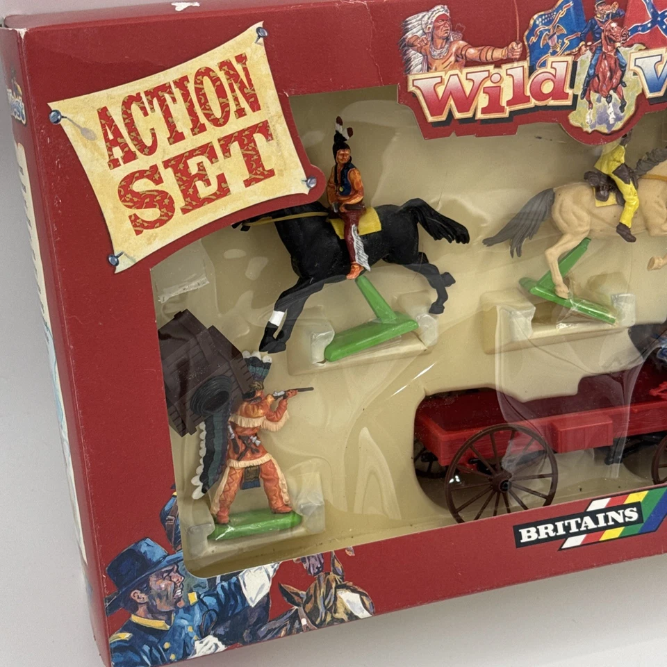 Vaquero montado Gran Bretaña 7413 Salvaje Oeste sin usar caballos vagón indio Foto 2 de 4