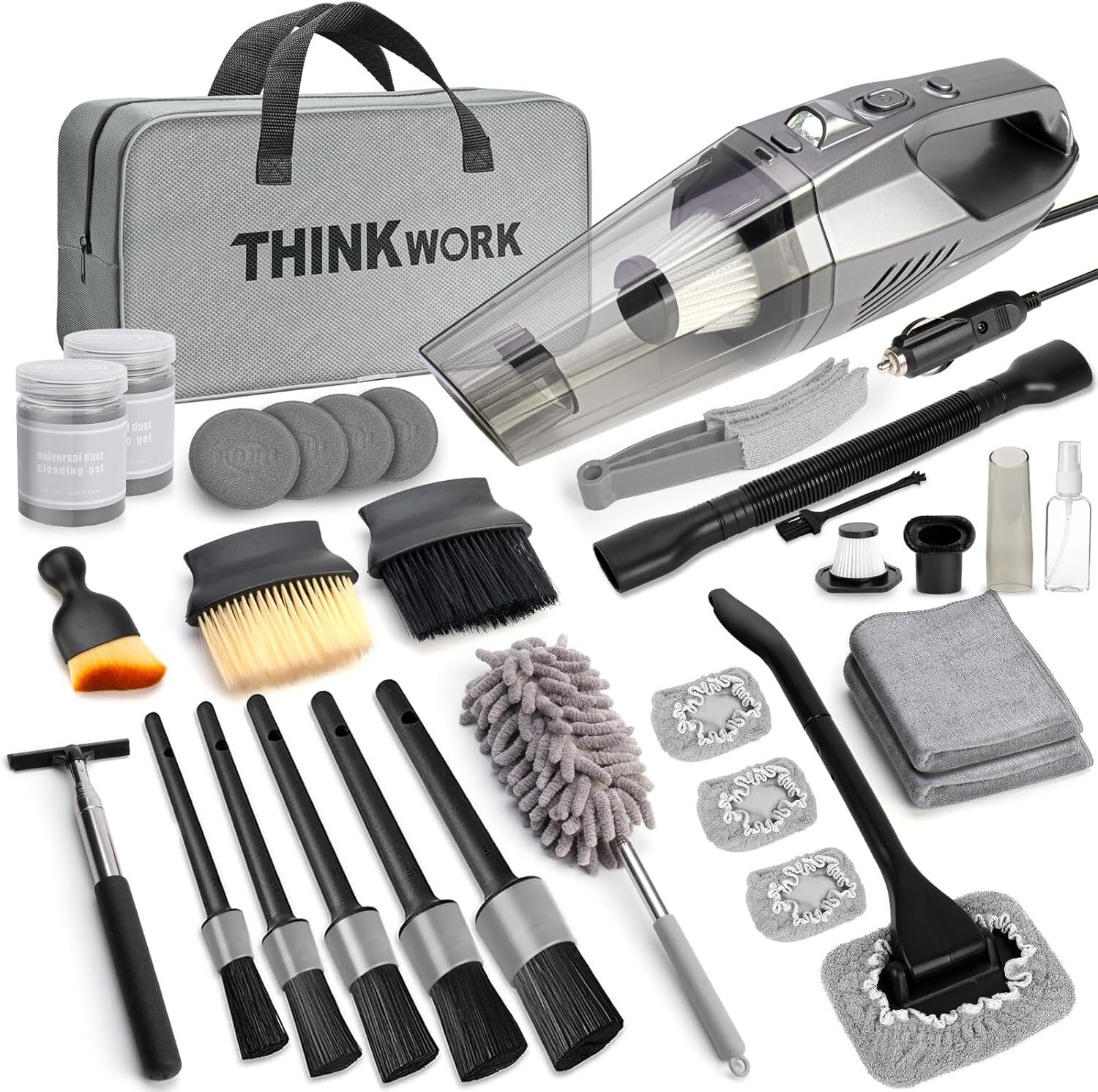 THINKWORK Car Cleaning Kit with Vacuum and Interior Detailing Tools