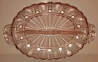 Large 12” Pink Depression Glass Vintage Handled Divided Relish Serving Dish