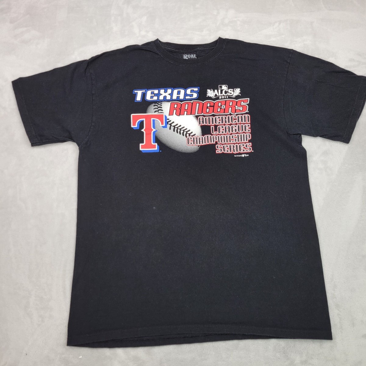 Texas Rangers Shirt Men Extra Large Black Cotton Crew ALCS