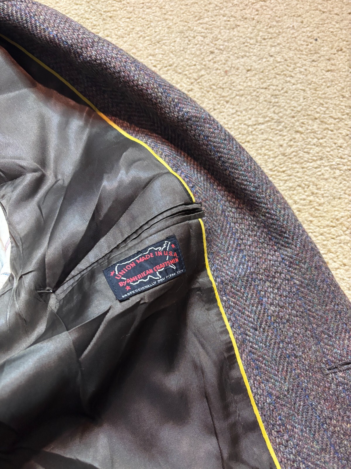 American Craftsman USA Tweed Wool Elbow Patch Blazer Sport Coat Suit Jacket 42R