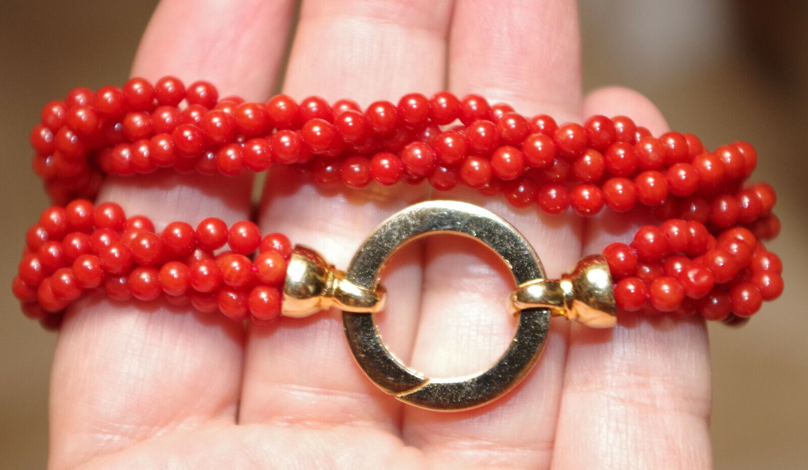 ANTIQUE 14k /STERLING ITALIAN UNDYED SARDINIA RED… - image 11
