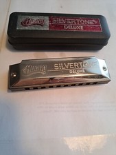 Huang Silvertone Deluxe Harmonica In Case. NICE CONDITION 