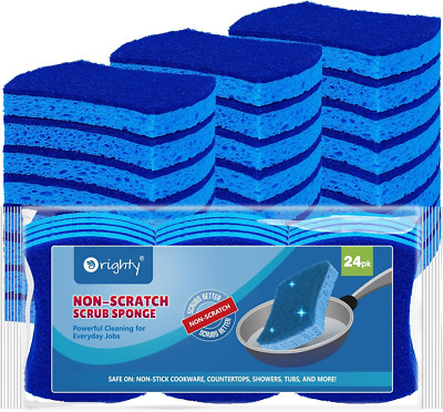 Non-Scratch Cellulose Scrub Sponges 24 Pack, Kitchen Sponges for Kitchen, Bathro