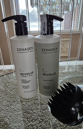 Zenagen Revolve Mens Shampoo & Conditioner Hair loss treatment 16ozea. +Massager - Picture 2 of 7