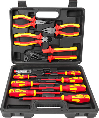 Insulated Screwdriver & Pliers Set, 1000V Electrical Tools for Electrician Magne