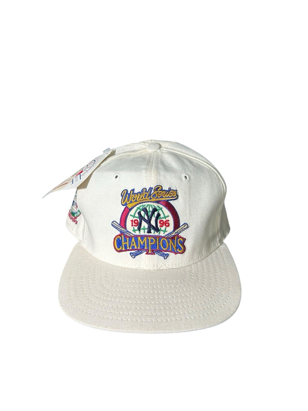 New York Yankees 1996 World Series Champions Vtg Snapback Cap Hat White NWT